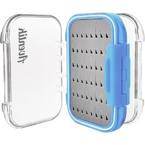 Aventik Fly Fishing Box Jig Box Waterproof Float Lightweight Double Side Large Capacity Easy Grip Clear Lid Fly Fishing Lures Box(H18 Green, SIZE A:4.24X3.04X1.36inch)