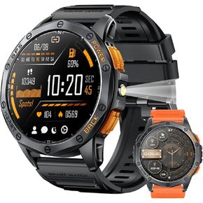 Military Smart Watch Built-in GPS, 170+ Sport Modes for Men with Flashlight, Smartwatch for Android Phones and iPhone, 530mAh 1.43" AMOLED Screen, Bluetooth Answer/Make Calls Calorie