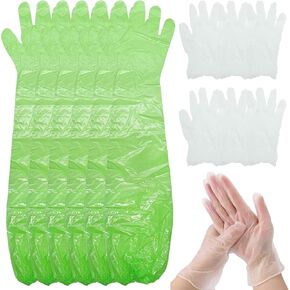 30 Pairs Field Dressing Gloves Hunting Deer Cleaning Gloves with Disposable Pvc Long and Short Gutting Hunting Field Dressing Butchering Kit for Gutting Field Dressing Kit Accessories (Green)