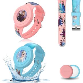 [2 Pcs] for AirTag Bracelet Kids, Cartoon Kids Air Tag Wristband Waterproof Air Tag Holder Cute Hidden Design Air Tag Accessories, Soft Silicone Air Tag Case for Kids (Pink+Blue) in Saudi Arabia