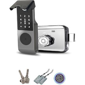 SOONHUA Keyless-Entry Door Lock, Smart Fingerprint Door Lock with Code Password/IC Card/Key/Fingerprint/Phone Applet, Keypad Deadbolt Lock for Home Bedroom Apartment