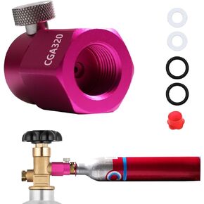 CO2 Cylinder Refill Adapter for Soda Maker Pink CO2 Bottle, Quick Connector Kit CGA320 CO2 Tank to Filling CO2 Canister Compatible with Terra DUO Art Gaia Machines
