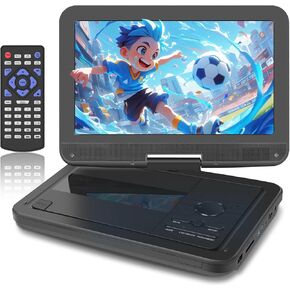 12.5" Portable DVD Player with 10.1’’ HD Swivel Screen, 5-6Hrs Play, DVD Player Portable with Dual Speaker, Support SYNC TV/USB/SD Card/AV, Play All Discs Format Except Blu-ray, Black