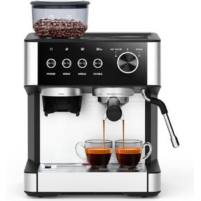 COWSAR Espresso Machine 15 Bar, Semi-Automatic Espresso Maker with 30-Position Grinder and Milk Frother Steam Wand for Latte/Cappuccino, 77.8oz Removable Water Reservoir, Ideal for Home/Office