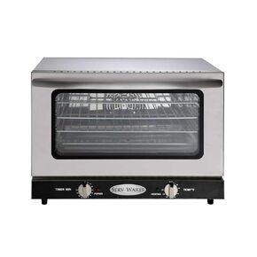 ECO-47 Convection Oven, Electric, countertop, Single Deck, Half Size, Forced air Convection, (4) Half Size Chrome Racks, Pull Down Dual pane Glass Door, Manual Controls, 0-120 Minute Timer