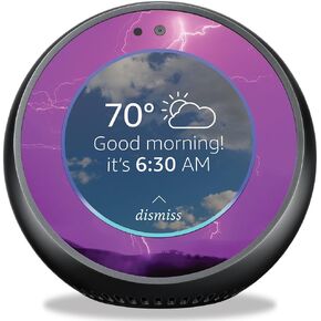MightySkins Skin Compatible with Amazon Echo Spot - Purple Lightning | Protective, Durable, and Unique Vinyl Decal wrap Cover | Easy to Apply, Remove, and Change Styles | Made in The USA