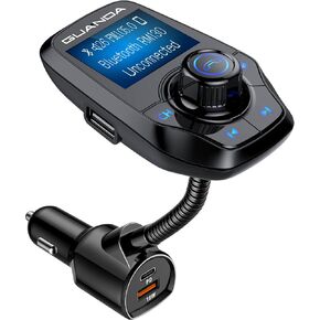 FM Transmitter Bluetooth 5.3 for Car, Bluetooth Radio Adapter Transmitter for Car, Wireless Audio Transmitter and Receiver 1.44" Display AUX in/Out SD/TF Card USB C Charger [PD 30W], GUANDA