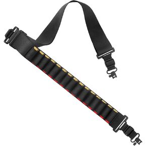 Shotgun Sling Adjustable Length 2 Point Rifle Sling Holds 15 Shells for 12 Gauge/ 20 Gauge