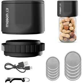 Electric Vacuum Sealer Kit - Jar Sealer with 10 Lids, Charger, and Lid Opener Included