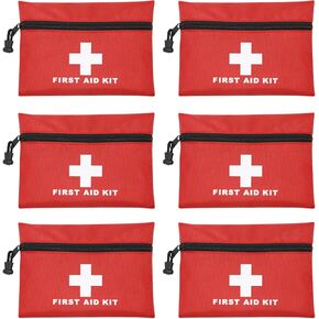 Faylapa 6Pcs Mini Empty First Aid Bag, 7.87x5.51 inches Travel Essentials Medical Pouch Bag for Travel, Home, Office, Vehicle, Camping, Outdoor (Bag Only)