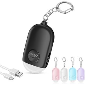 Hion 130dB Personal Safety Alarm for Women Upgraded Vibration Sensor, Rechargeable Self Defense Alarm Keychain with LED Flashlight, Emergency Safe Alarm for Children Elderly College Girls Men(Black)
