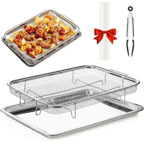 سلة مقلاة الهواء للفرن ، سلة هواء فرن من الفولاذ المقاوم للصدأ ودرج لشواء الخبز ، رف مقلاة الهواء للطهي غسالة الصحون والحماس (14.9inx11in) in Kuwait