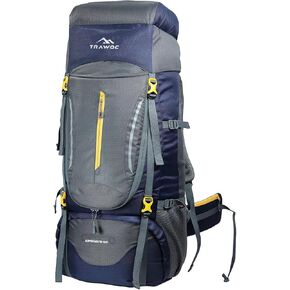 Airwave 60L سفر على ظهر رحلة المشي لمسافات طويلة حقيبة التخييم حقيبة حقيبة على الحدود للرجال والنساء ، رمادي