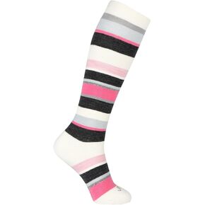 JAVIE Multi Stripes 80% Comfy Merino Wool Compression Socks (15-20mmHg) Knee High for Women & Men Running and Travel