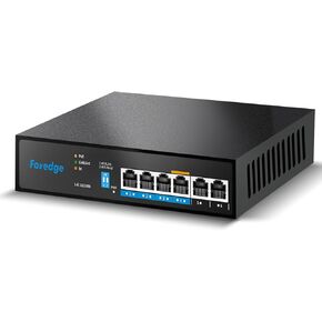 AI806M 6 Port PoE++ Switch, 4 PoE+ Ports @65W Ethernet Switch Network Hub Ethernet Splitter,Port 4 Up to 60W + 2*10/100M Uplink Internet Port| Full Metal | AI VLAN & Extend | PoE Auto Recovery