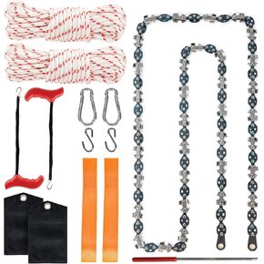 48 Inch High Reach Tree Limb Hand Rope Saw, 62 Sharp Teeth Blades on Both Sides, Folding Rope Chain Saw, Rope Saw Tree Saw High Limb