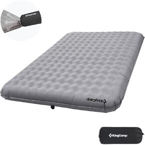 KingCamp 5.9" Thick Air Mattress Sleeping Pad for Camping Double Inflating Camping Mat Queen Size Portable Air Bed with Pump Sack for Travel Hiking Tent, Grey