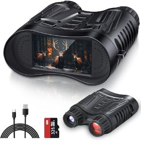 4K Night Vision Binoculars, Infrared Night Vision Goggles for Adults, 3.2'' Large Screen, 8X Digital Zoom, 32GB Card to Save Photos and Videos for Camping, Security