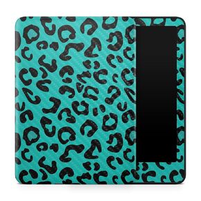 Carbon Fiber Tablet Skin Compatible with Amazon Kindle Paperwhite 12th (2024) - Teal Leopard - Premium 3M Vinyl Protective Wrap Decal Cover - Easy to Apply | Crafted in The USA by MightySkins