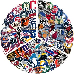 95 pcs Sports Stickers Pack,31 Baseball Stickers&31 Basketball Stickers&33 Football Stickers,Waterproof Self-Adhesive Decals