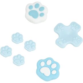 GeekShare Silicone Cat Paw Button Caps Thumb Grips Set, Joystick Cover Caps Compatible with Switch/OLED - Blue