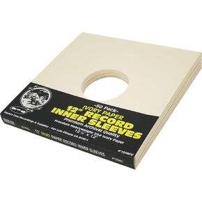 (50) Ivory Paper Super Heavyweight 12" Record Inner Sleeves with Center Hole - 12IWIV