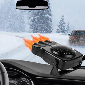 12V 150W Portable Car Auto Heater Fan Cigarette Lighter Vehicle 2 in 1 Heating Cooling Function Windshield Defogger Defrosts Adjustable Angle