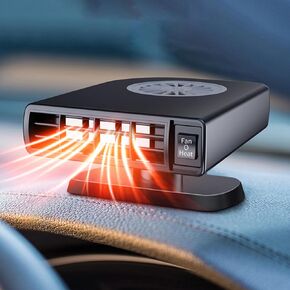12 Volt Heater For Car 150W Fast Heating Cooling Fan Defogger & Defroster 360° Rotation Portable Car Heater That Plugs Into Cigarette Lighter Small Air Heat GRAY01