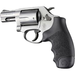 Hogue OverMolded Rubber Monogrip for S&W J-Frame Revolver, Round Butt Revolver Grip, Black - 60000