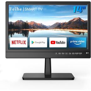 14 inch Small Smart TV, HD Flat Screen Android TV Download APPs for Kitchen, Bedroom, RV Camper
