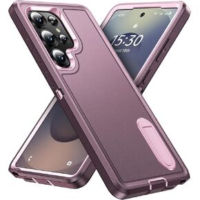 BaHaHoues for Samsung Galaxy S25 Ultra Case for Samsung S25 Ultra Phone Case with Built in Kickstand, Shockproof/DropProof Military Grade Protective Cover for Galaxy S25 Ultra (Night Purple/Baby Pink)
