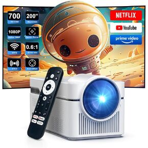 Ultra Short Throw Projector, 8K Support Smart Projector with Bluetooth and WiFi 6, 200" Screen Portable Projector, Voice Control, 2x8W Stereo Speakers for Home Theater and Outdoor Use HY450