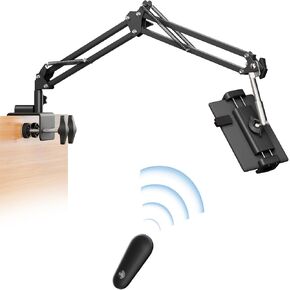 Kindle Holder with Remote Page Turner Reading in Bed, Kindle Stand Hands-Free Tablet Holder Arm, Compatible with Kindle Accessories, iPad, iPhone, eReaders Devices, Gifts for Readers