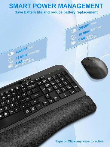 Wireless Keyboard and Mouse Combo, Wave Keys Computer Ergonomic Keyboard with Cushioned Plam Rest, Phone Holder, 2.4GHz Silent 6 Button Wireless Mouse Set for Laptop, PC, Windows, Mac (Black) in Saudi Arabia