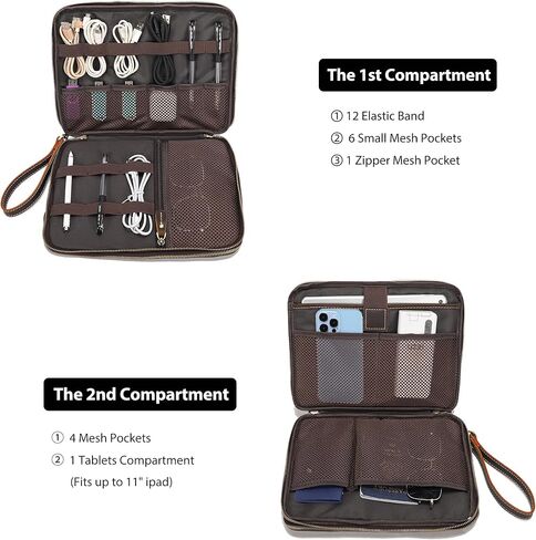 Lannsyne حقيبة إكسسوارات كبلات سفر من Lannsyne منظم ، حالة تخزين طبقة إلكترونية ، حالة تخزين ذات طبقة مزدوجة للكابلات ، الشاحن ، الهاتف ، بنك الطاقة in Kuwait