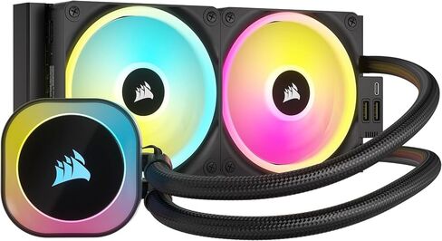 CORSAIR ICUE LINK H100I RGB CPU CPU مبرد - 240 مم AIO - معجبين QX120 RGB - FITS Intel® LGA 1700 ، AMD® AM5 - ICUE LINK SYSTEM HUB المضمّن - الأسود (متجدد) in Kuwait
