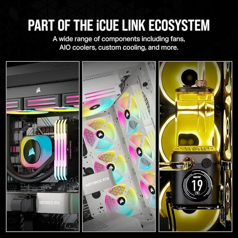 CORSAIR ICUE LINK H100I RGB CPU CPU مبرد - 240 مم AIO - معجبين QX120 RGB - FITS Intel® LGA 1700 ، AMD® AM5 - ICUE LINK SYSTEM HUB المضمّن - الأسود (متجدد) in Kuwait