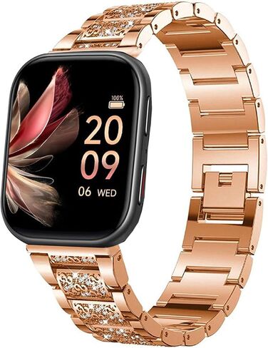 Compatible for FITVII Smart Watch Bands, 18mm, 20mm, 22mm Women Jewelry Bling Diamond Metal Dressy Strap Adjustable Replacement Strap Compatible for FITVII HM57, HM78, HM68, HM21, H56, H86 Smart Watch Fitness Tracker in Saudi Arabia