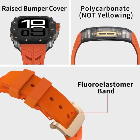 بالنسبة إلى Apple Watch 10 46 ملم ، فإن شريط المطاط الفلور الألياف الكربونية ، الفاخرة Iwatch S10 46mm ألياف الكربون للرجال ، استبدال Fluorine Rubber FKM STRAP WATCH 46 ملم غطاء واقي واقي in Kuwait