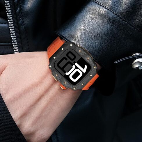 بالنسبة إلى Apple Watch 10 46 ملم ، فإن شريط المطاط الفلور الألياف الكربونية ، الفاخرة Iwatch S10 46mm ألياف الكربون للرجال ، استبدال Fluorine Rubber FKM STRAP WATCH 46 ملم غطاء واقي واقي in Kuwait