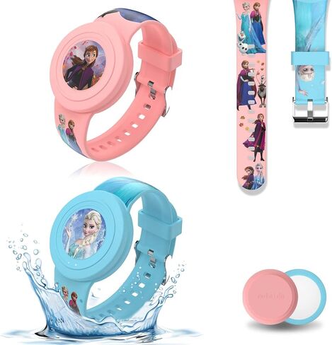 [2 أجهزة كمبيوتر] لأطفال سوار Airtag ، كرتون Kids Air Tag Tagband Horpband Air Sable Holder Conte Hidden Design Air Tag Exclues ، Soft Silicone Air Case for Kids (Pink+Blue) in Saudi Arabia