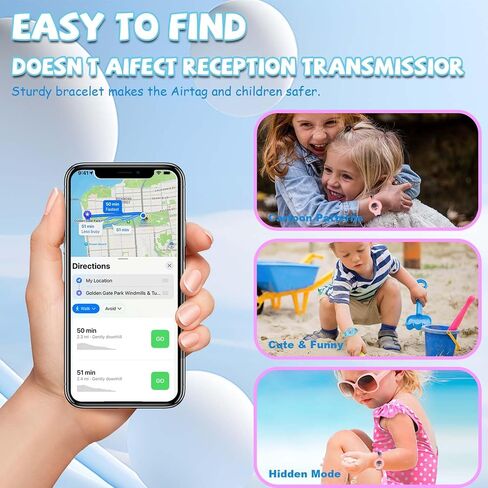 [2 أجهزة كمبيوتر] لأطفال سوار Airtag ، كرتون Kids Air Tag Tagband Horpband Air Sable Holder Conte Hidden Design Air Tag Exclues ، Soft Silicone Air Case for Kids (Pink+Blue) in Saudi Arabia