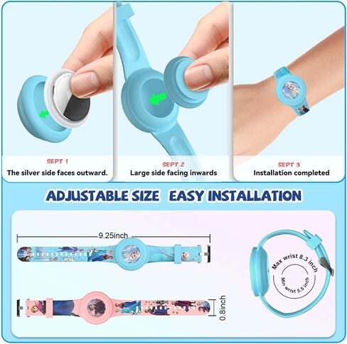 [2 أجهزة كمبيوتر] لأطفال سوار Airtag ، كرتون Kids Air Tag Tagband Horpband Air Sable Holder Conte Hidden Design Air Tag Exclues ، Soft Silicone Air Case for Kids (Pink+Blue) in Saudi Arabia