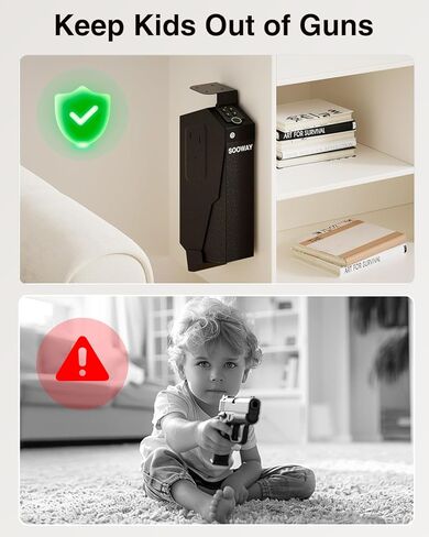 Biometric Pistol Safe Fingerprint Quick Access Gun Safe for Handgun, Drop Down Mounted with 3 Ways Unlock Gun Lock Box for Car, Nightstand, Desk, Wall, Dresser in Saudi Arabia