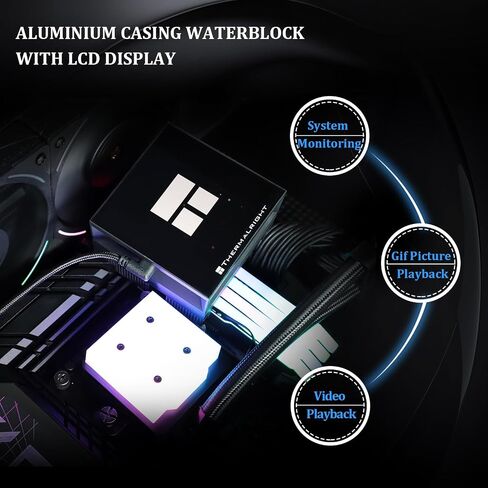 Thermalright Hyper Vision 360 ARGB Black AIO CPU Liquid Cooler,IPS LCD Screen with 480x480 Resolution,for AM5/Intel LGA1851/1700,3.95in Magnet-Absorbent LCD Screen for Images,Black CPU Water Cooling in Saudi Arabia