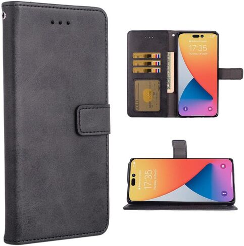 Asuwish Compatible with iPhone 14 Plus 6.7 inch Wallet Case Leather Wrist Strap Lanyard Flip Cover Card Holder Cell Phone Cases for i-Phone 14+ iPhone14Plus 5G i i14 + iPhone14 14Plus Women Men Black in Saudi Arabia