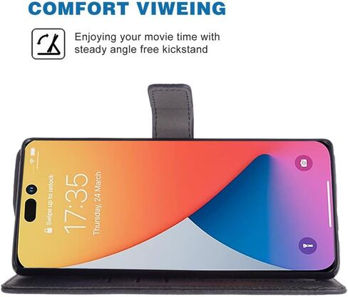 Asuwish Compatible with iPhone 14 Plus 6.7 inch Wallet Case Leather Wrist Strap Lanyard Flip Cover Card Holder Cell Phone Cases for i-Phone 14+ iPhone14Plus 5G i i14 + iPhone14 14Plus Women Men Black in Saudi Arabia