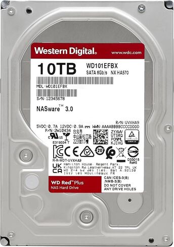 Western Digital 10TB WD Red Plus NAS Internal Hard Drive HDD - 7200 RPM, SATA 6 Gb/s, CMR, 256 MB Cache, 3.5" - WD101EFBX (Renewed) in Saudi Arabia