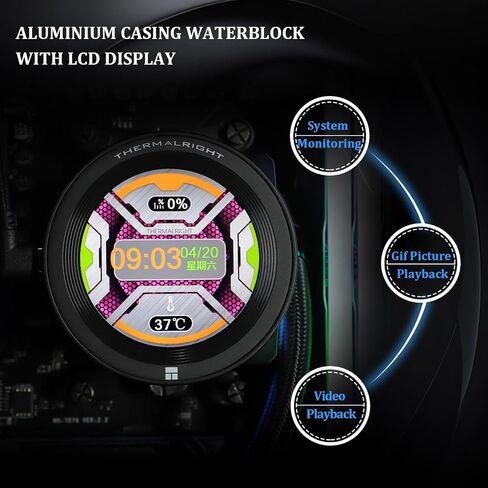 Thermalright Core Vision 360 Black Argb Cpu Aio Cooler ، شاشة IPS LCD بدقة 480 * 480 ، من أجل AM5 & Intel 1700/1851 ، مشعاع مبرد بمواصفات 360 عالية الأداء مع 2.1 بوصة قابلة للإزالة in Saudi Arabia