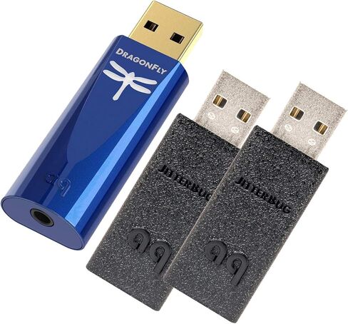 AudioQuest Dragonfly USB Stick DAC حزمة DAC مع AudioQuest JitterBug (2 pack) مرشح ضوضاء الطاقة USB - الكوبالت in Kuwait